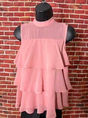 Apt. 9 Pink Tiered Ruffle Sleeveless Top Size S